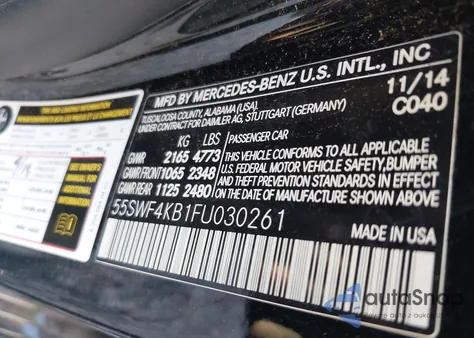 2015 Mercedes-Benz C 300 4Matic/Luxury 4Matic/Sport 4Matic из США, поврежденный, VIN 55SWF4KB1FU030261